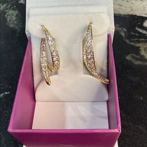 Art and Molly Gold Pavé Curved Hoop Earrings NWT